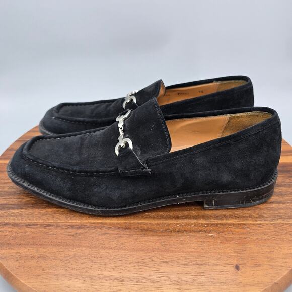 Mezlan Shoes Mens 9.5 Black Suede Leather Horsebit Slip On Dress Loafers main image 5